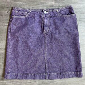 Y2K Levi’s Purple Denim Mini Skirt Low Rise Vintage Cotton USA Size 10 / 34”